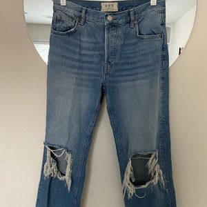 free people maggie mid-rise straight leg jeans, size 27